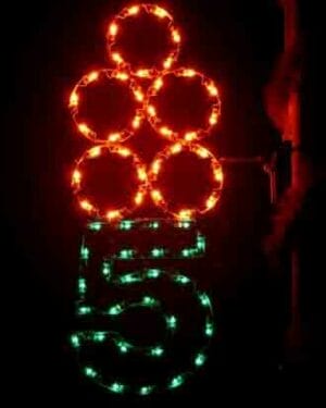5' Twelve Days Of Christmas - Day 5 Pole Mount Holiday Light Display