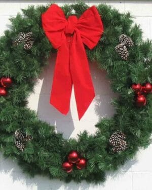 6' Deluxe Garland Building Front Wreath With Red Bow