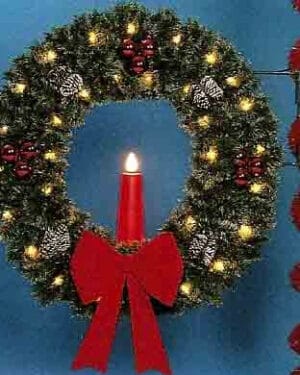 5' Garland Wreath With Candle Pole Mount Holiday Light Display