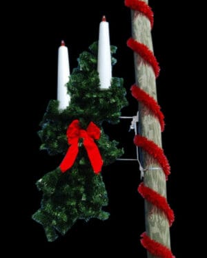 7' Garland Scroll With Twin Candles Holiday Light Display