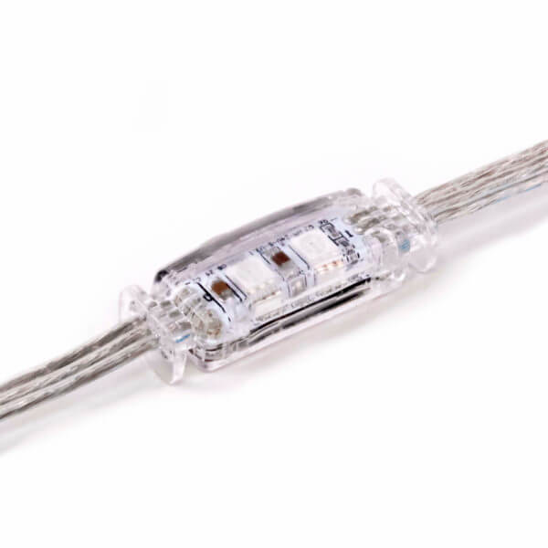 RGB Clear Pebble with Clear Wire - 5 Count - Single Sided Dual LED - 24V - 12" Spacing