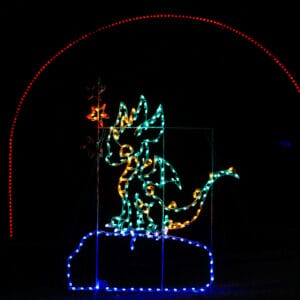6.5' Animated Baby Dragon With Fire Rings Holiday Light Display
