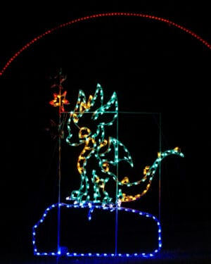 6.5' Animated Baby Dragon With Fire Rings Holiday Light Display