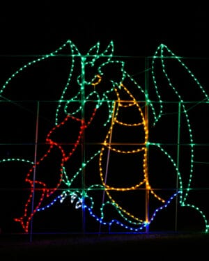 15' Animated Dragon With Fire Holiday Light Display
