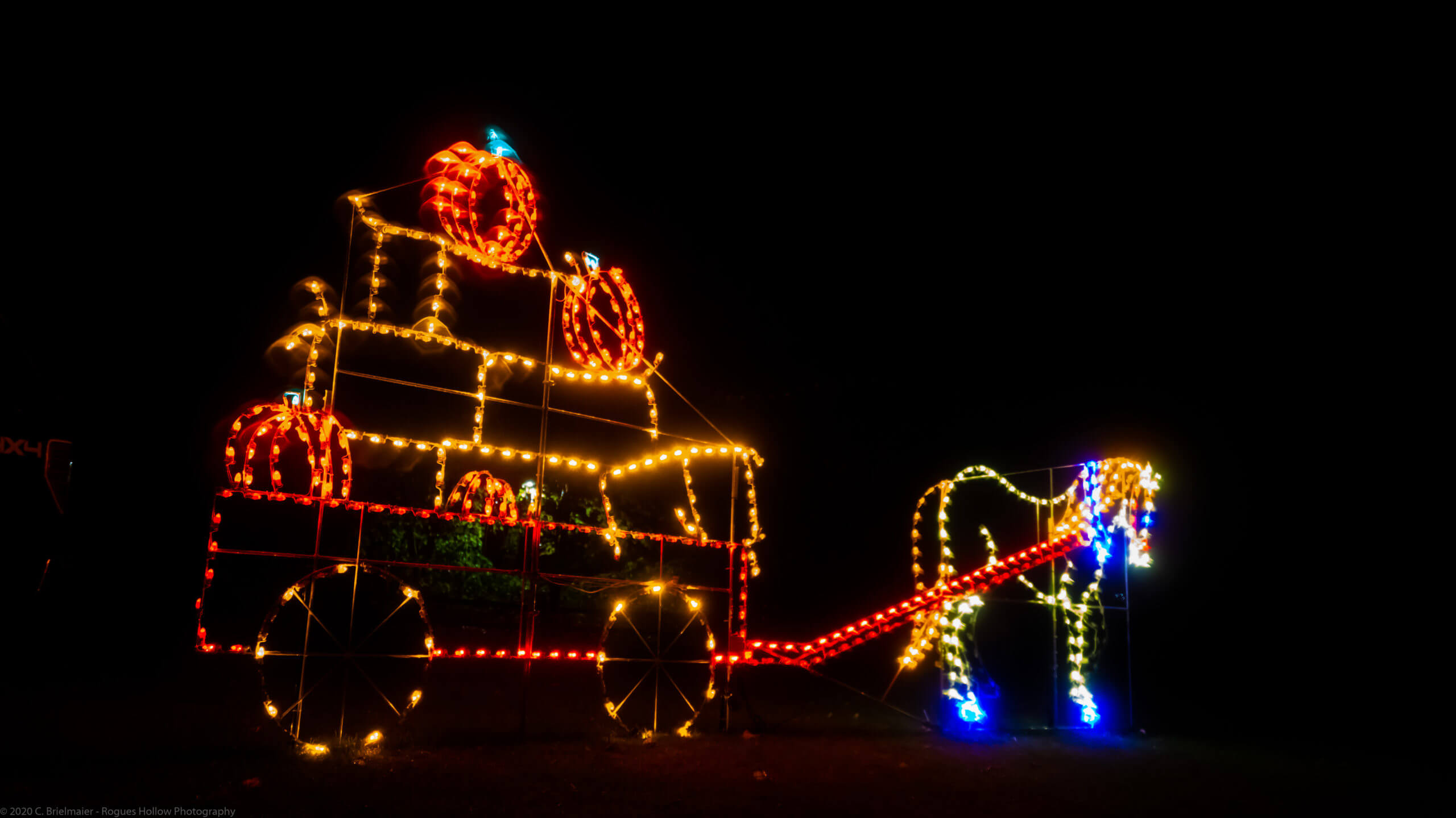 10' Animated Horse And Wagon Halloween Light Display - Image 2