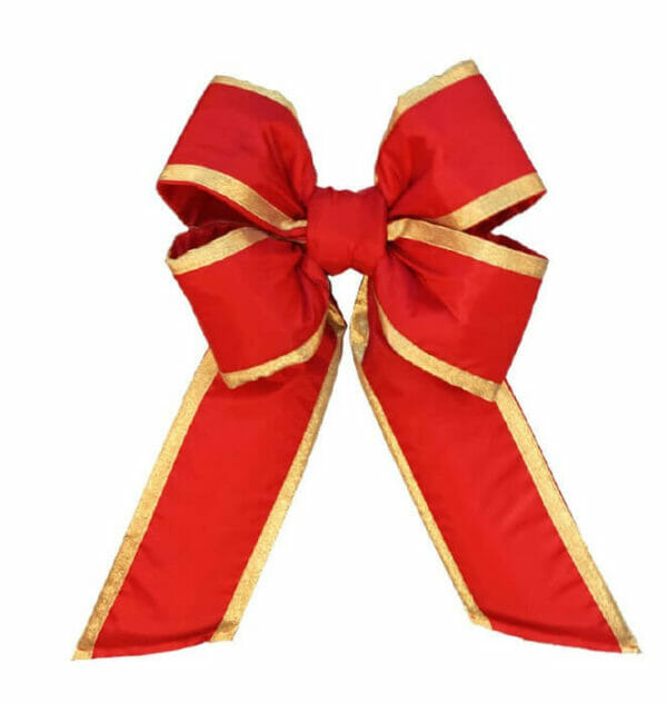 36" Canada Red Nylon With Gold Trim Christmas Bow