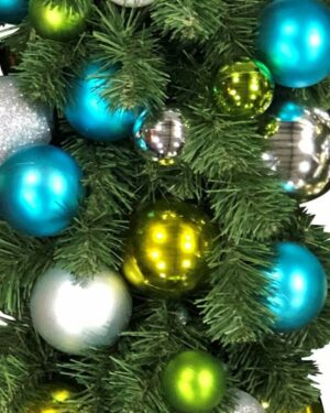16" TRADITIONAL GREEN, TURQUOISE AND SILVER BULLPINE TWO TONE GARLAND