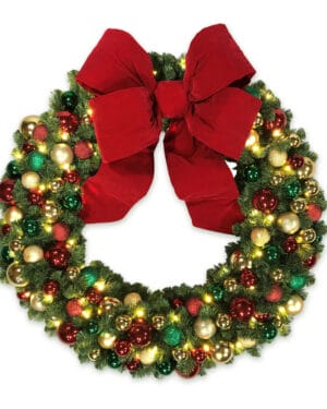 36" Traditional Garland Bullpine Wreath with LED Lights