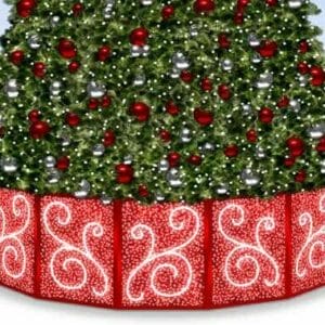 4' Tall Flat Panel Tree Base Skin With PVC Mesh Lighting And Rope Light Accent