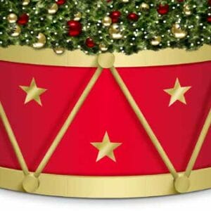8' Tall Drum Style Panel Tree Riser Ring With Caps, Ropes, and Stars