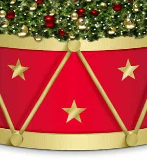8' Tall Drum Style Panel Tree Riser Ring With Caps, Ropes, and Stars