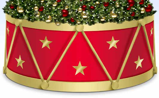 8' Tall Drum Style Panel Tree Riser Ring With Caps, Ropes, and Stars