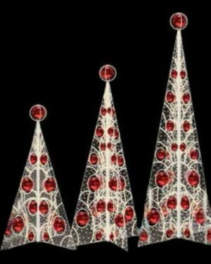 9.5' Mesh Trees With Ball Ornaments Holiday Lighting Display