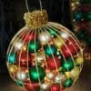 Red Gold Green Cage Ornament Holiday Display