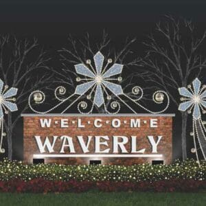 7' Left Rising Snowflake Sign Décor With Ornamentation Holiday Lighting Display