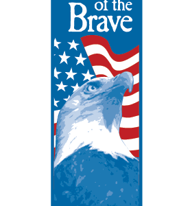 Patriotic Home Of The Brave Street Banner 01260