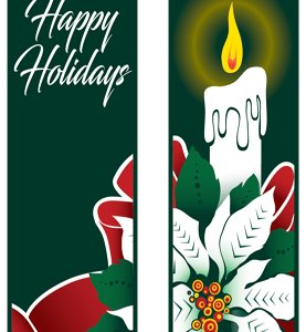 Happy Holiday Poinsettia Candle Street Banner Set 03313