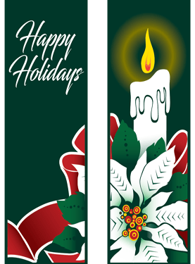 Happy Holiday Poinsettia Candle Street Banner Set 03313