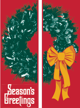Festive & Fancy Wreath Red Street Banner Set 09329