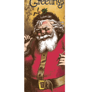 Antique Santa With Telephone Street Banner 10938