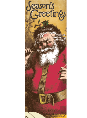 Antique Santa With Telephone Street Banner 10938