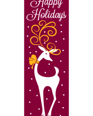 Happy Holiday Reindeer Burgundy Street Banner 15216B