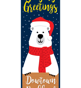 White Santa Bear Street Banner 20815