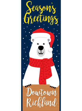 White Santa Bear Street Banner 20815