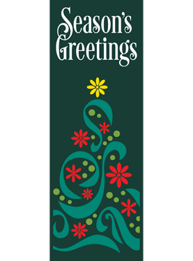 Seasons Greetings Filigree Tree Street Banner 20816