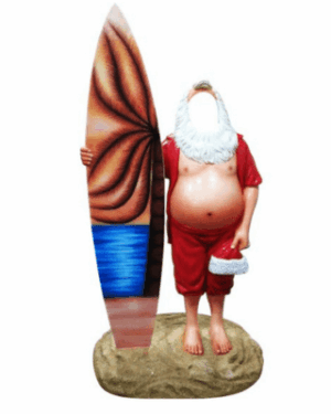 7' Santa Surfer Photo Op Fiberglass Holiday Display