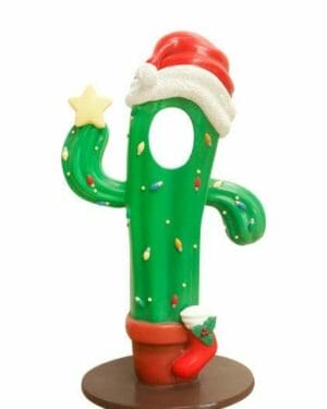 6' Christmas Cactus Photo Op Fiberglass Display