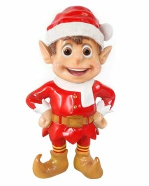 3' Red Standing Santa Elf Fiberglass Holiday Display