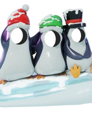 5' Penguins on Ice Photo Op Fiberglass Display