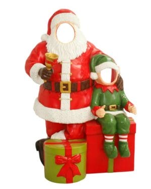6' Santa with Elf Photo Op Fiberglass Display