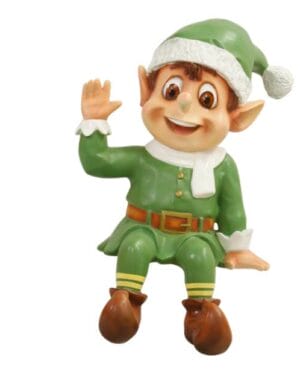 3' Green Sitting Santa Elf Fiberglass Display
