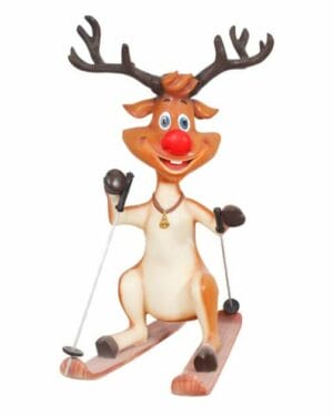 5' Skiing Reindeer Fiberglass Display
