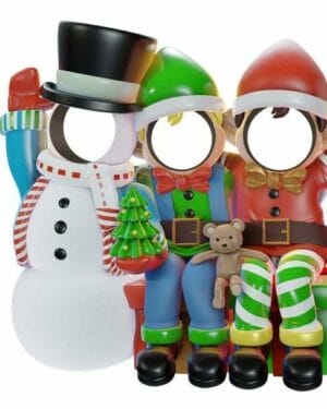 5' Snowman and Friends Photo Op Fiberglass Display