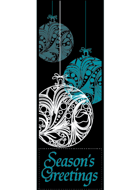 Creative Displays White And Teal Seasonal Ornaments Street Banner
