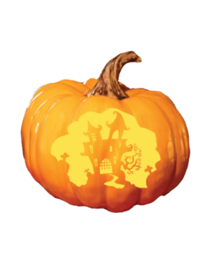 4' Mansion Pumpkin Lantern Halloween Fiberglass Display