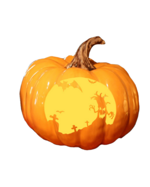 4' Graveyard Pumpkin Lantern Halloween Fiberglass Display