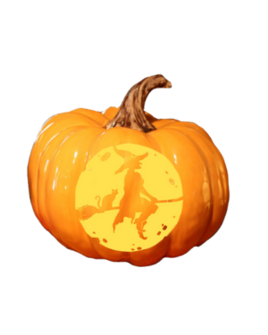 4' Witch Pumpkin Lantern Halloween Fiberglass Display