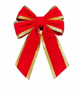 Creative Displays 12" Deluxe Red With Gold Trim Velvet Christmas Bow
