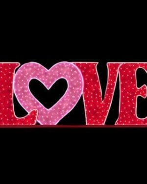 4' Love Letters With Heart Fabricated Display