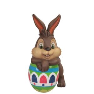 5 Foot Easter Bunny Leaning on Easter Egg Fiberglass Display