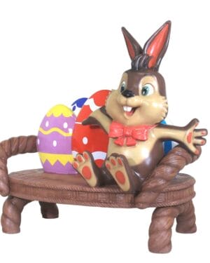 5 Foot Easter Egg Bench With Easter Bunny Fiberglass Display