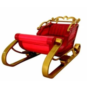 3' Red and Gold 2 Seater Santa Sleigh Fiberglass Display