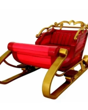 3' Red and Gold 2 Seater Santa Sleigh Fiberglass Display