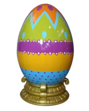 4.5' Multicolored Easter Egg With Base Fiberglass Display