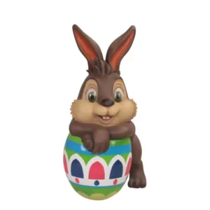 5 Foot Easter Bunny Leaning on Easter Egg Fiberglass Display