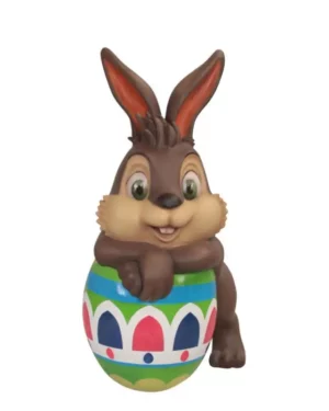 5 Foot Easter Bunny Leaning on Easter Egg Fiberglass Display
